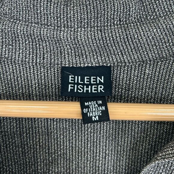 Eileen Fisher Grey Mixed Thread Oversized Linen Blend Shirt - Picture 7 of 7